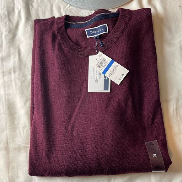 NWT Club Room V-Neck Cashmere Burgundy Sweater size XL - Picture 2 of 8